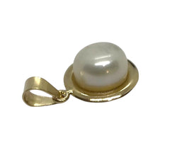 Ladies 9ct Yellow Gold Pearl Pendant (Length 1.5cm) Ref#507335