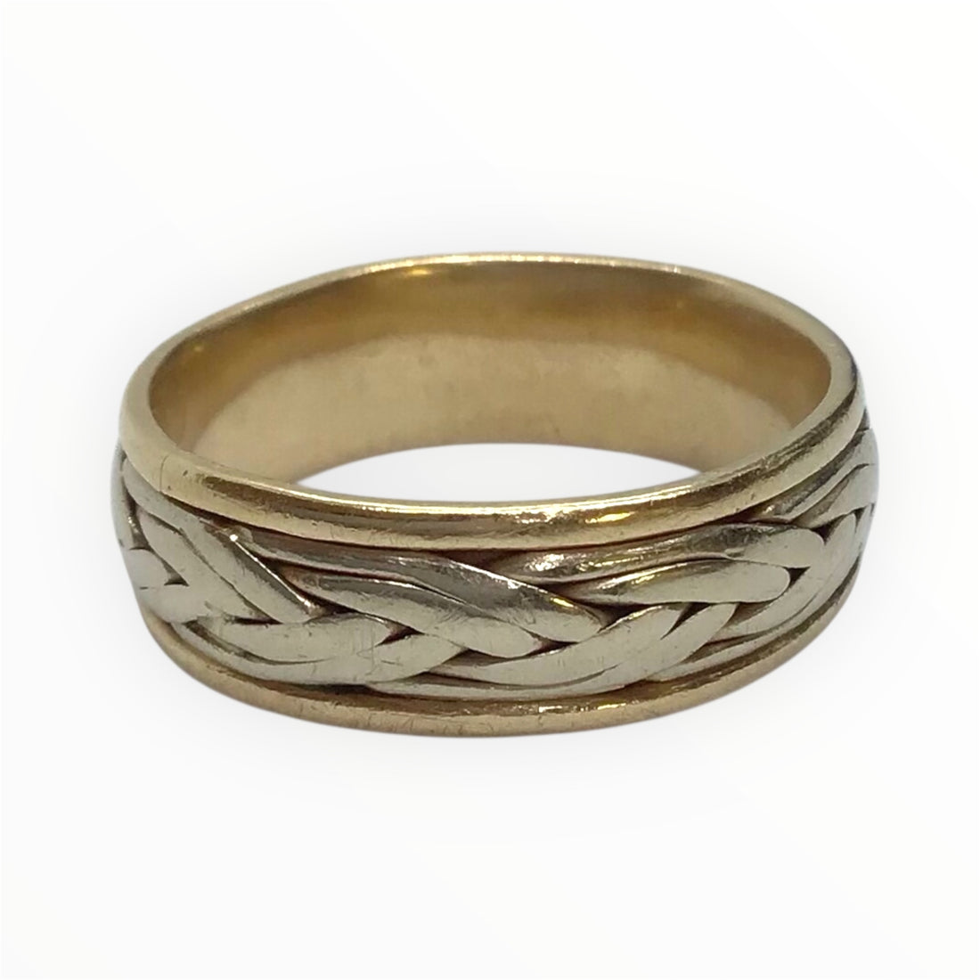 Unisex 9ct Gold Patterned Ring (Size Q) Ref#513709