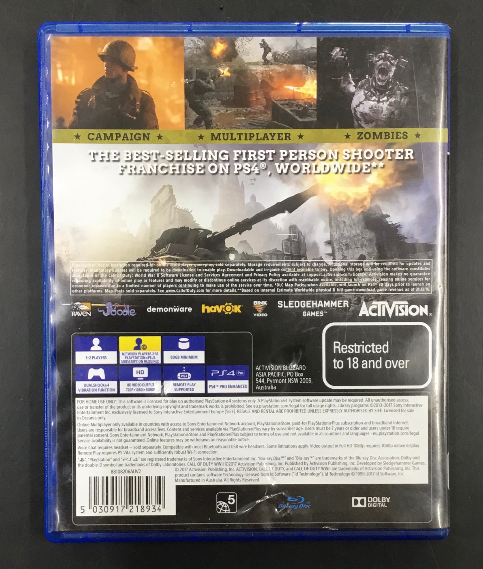 PS4 GAME CALL of DUTY WWII Ref#512228