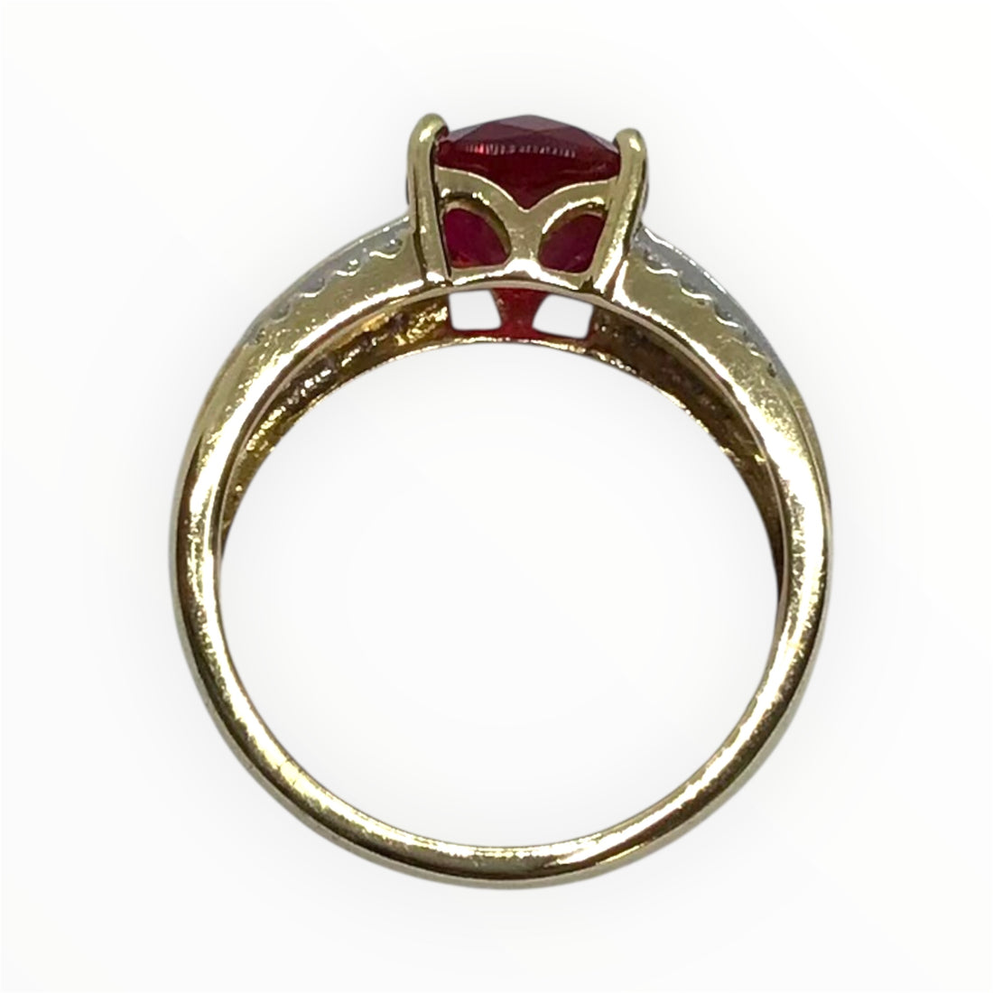 Ladies 9ct Gold Coloured Stone with Diamonds Ring (Size O) Ref#511842