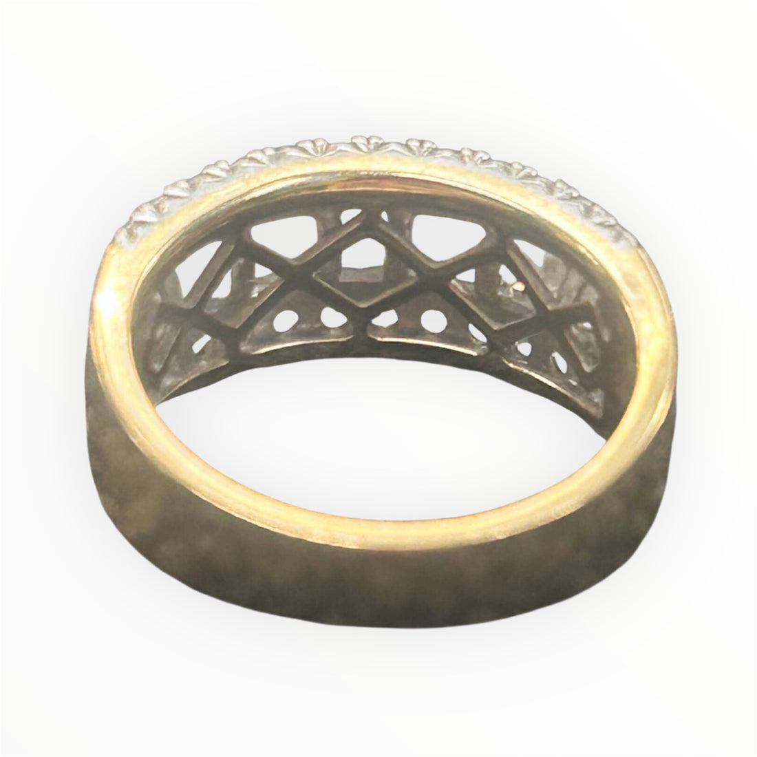 10ct Yellow Gold Lab Grown Diamond Three Row Band Ring Ref#513308