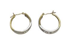 Ladies 9ct Gold Hoop Diamond Earrings Ref#507504