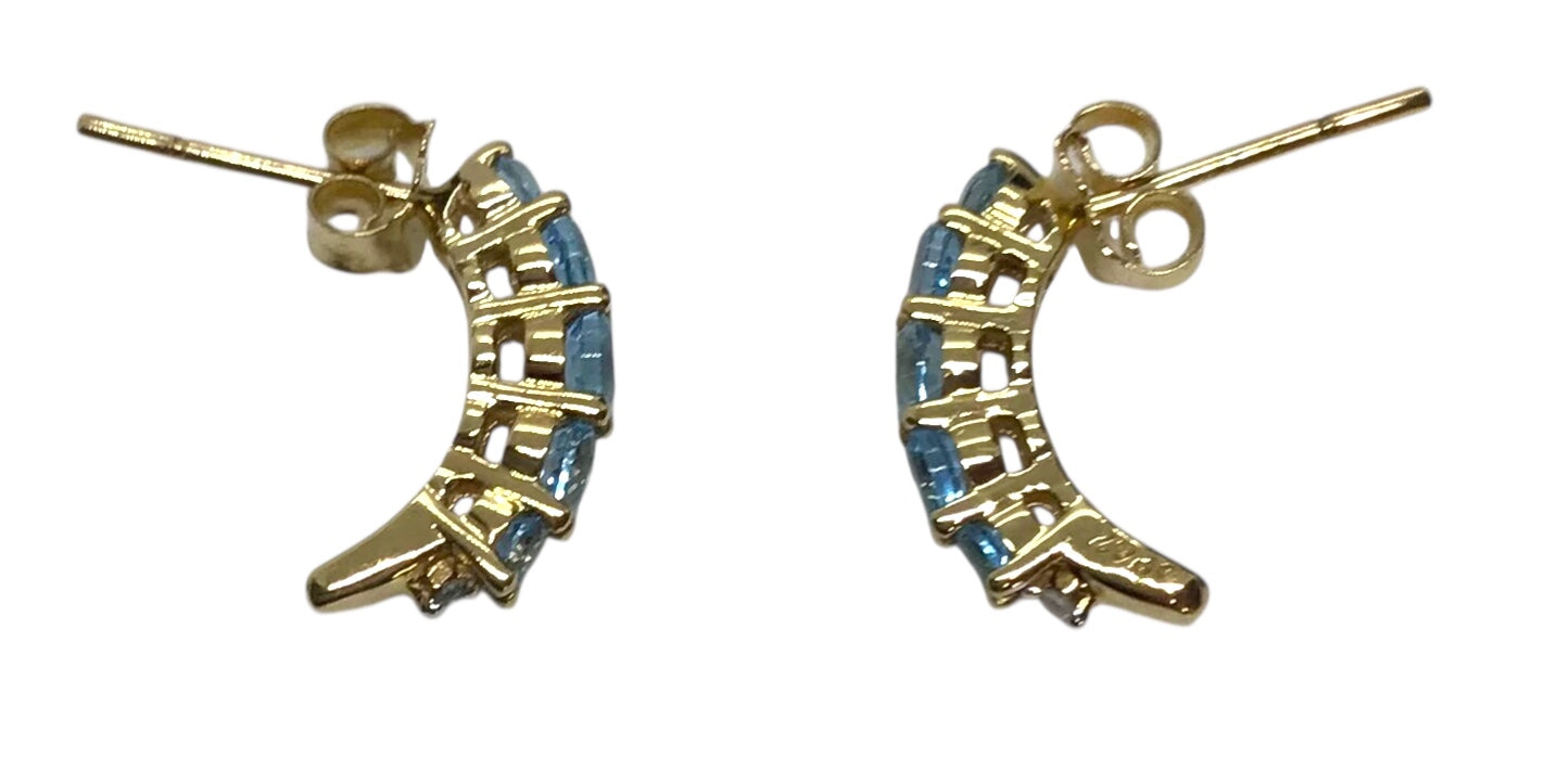 Ladies 9ct Yellow Gold Diamond with Coloured Stone Earrings Ref#506567