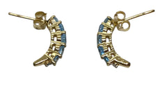 Ladies 9ct Yellow Gold Diamond with Coloured Stone Earrings Ref#506567
