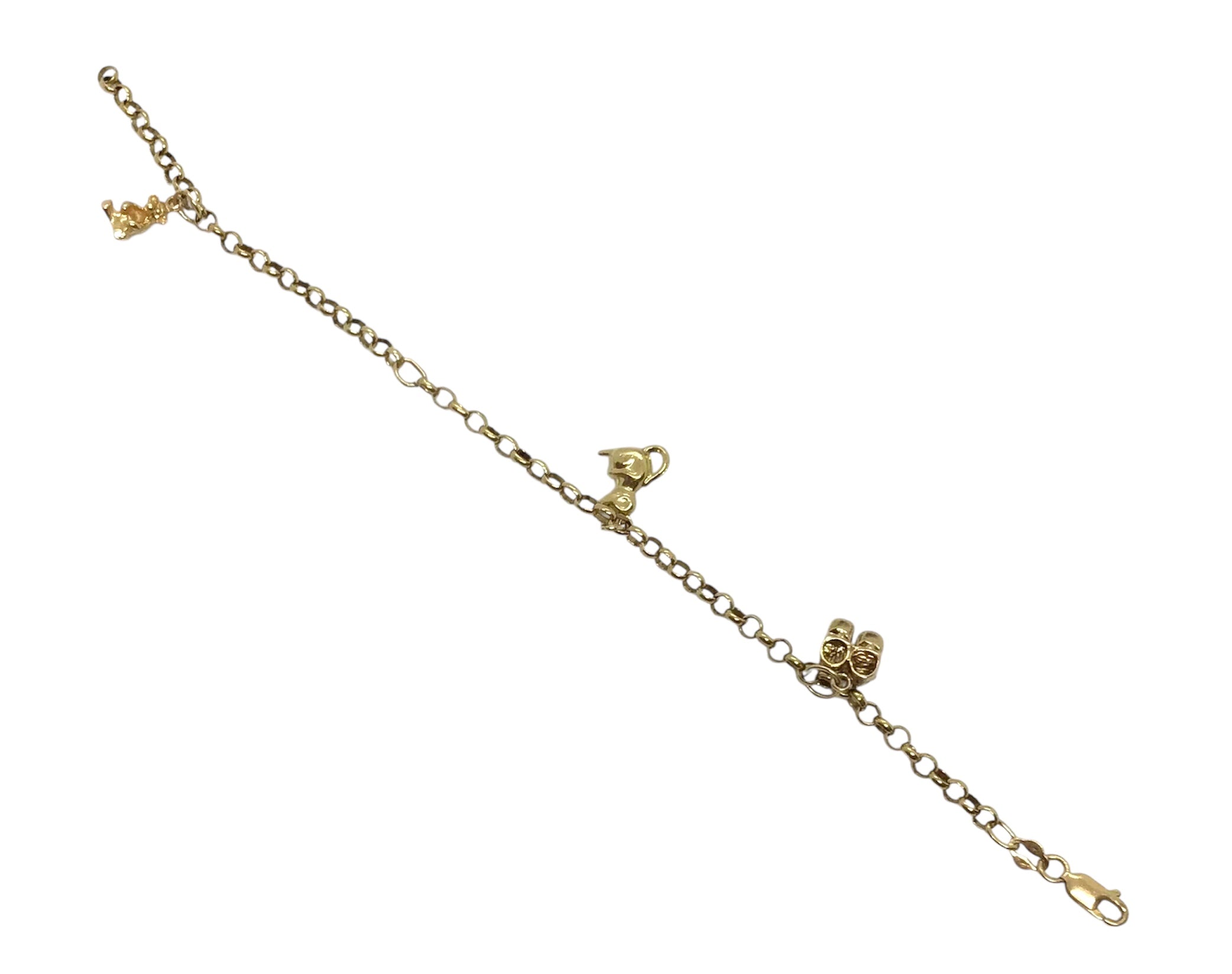 Ladies 9ct Yellow Gold Charm Bracelet (Length 20cm) Ref#507097