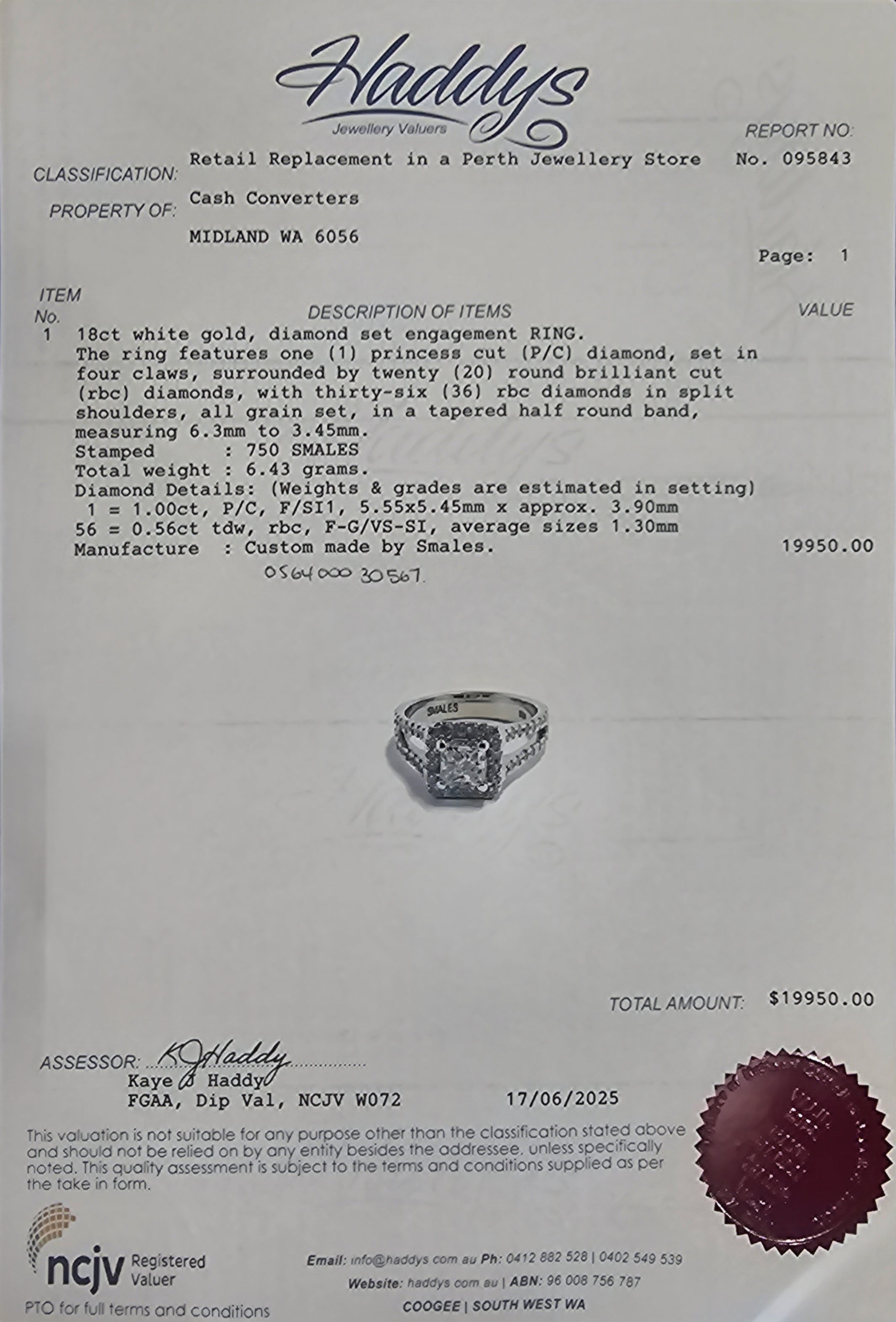 Ladies Stunning 18K White Gold Diamond Engagement Ring - 30567