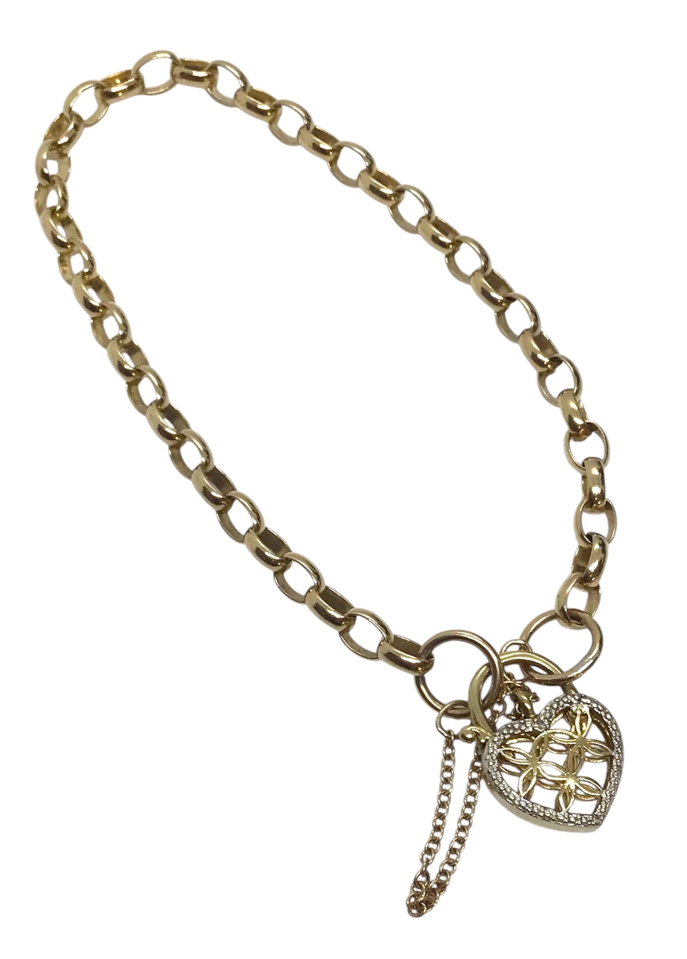 Ladies 9ct Yellow Gold Heart Bracelet Ref#505494