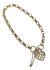 Ladies 9ct Yellow Gold Heart Bracelet Ref#505494