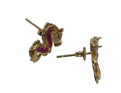 Ladies 9ct Yellow Gold Diamond Dragon Stud Earrings Ref#506236