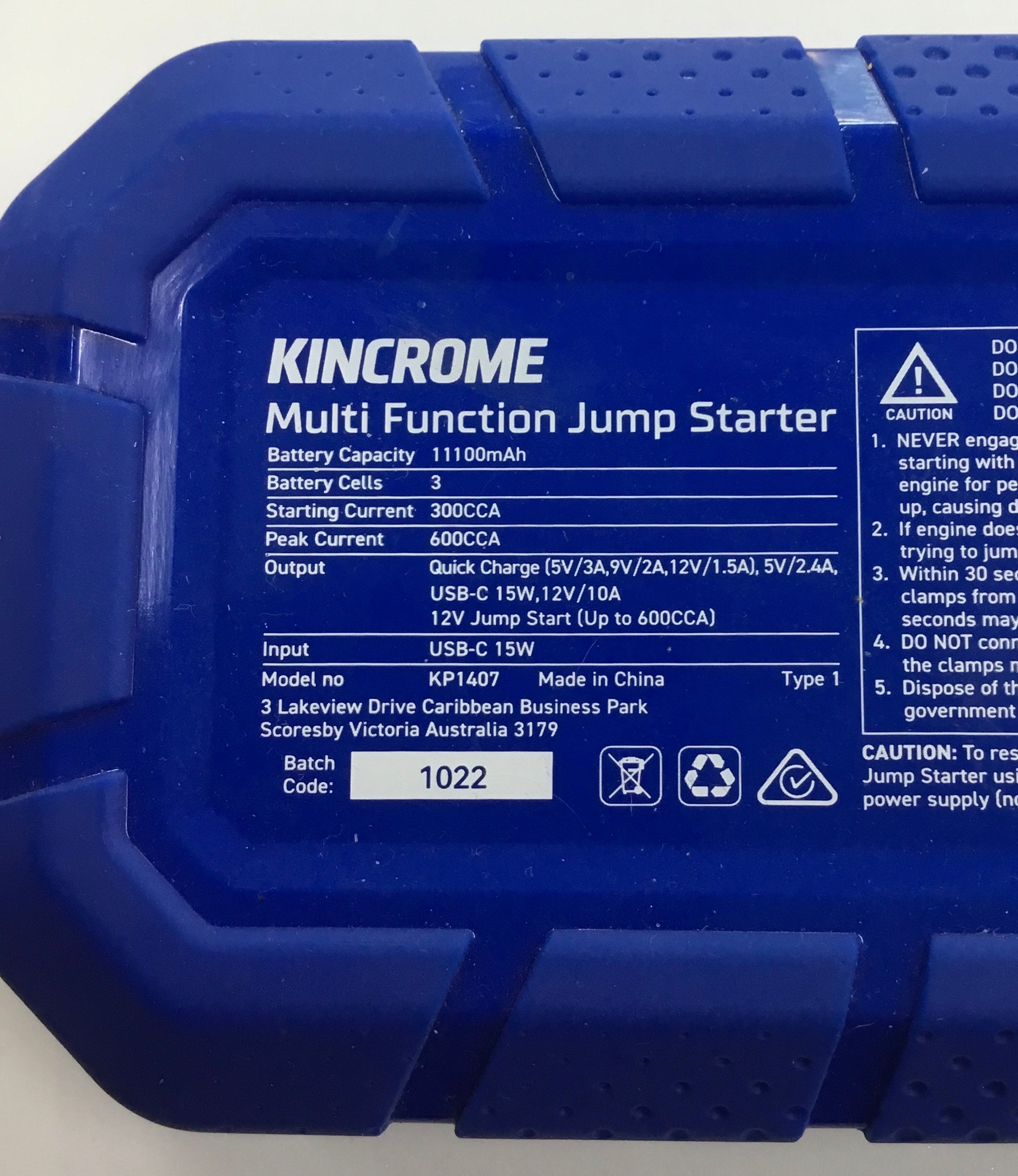 KINCROME MULTI FUNCTION JUMP STARTER Ref#507534