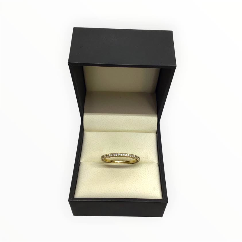 Pandora 14ct Gold-Plated Sparkle & Hearts Ring (Size V) Ref#512067