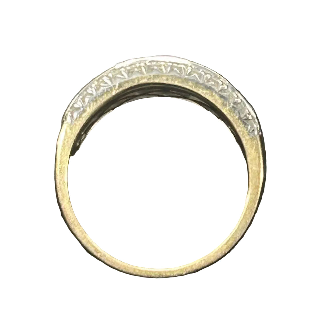 10ct Yellow Gold Lab Grown Diamond Three Row Band Ring Ref#513308