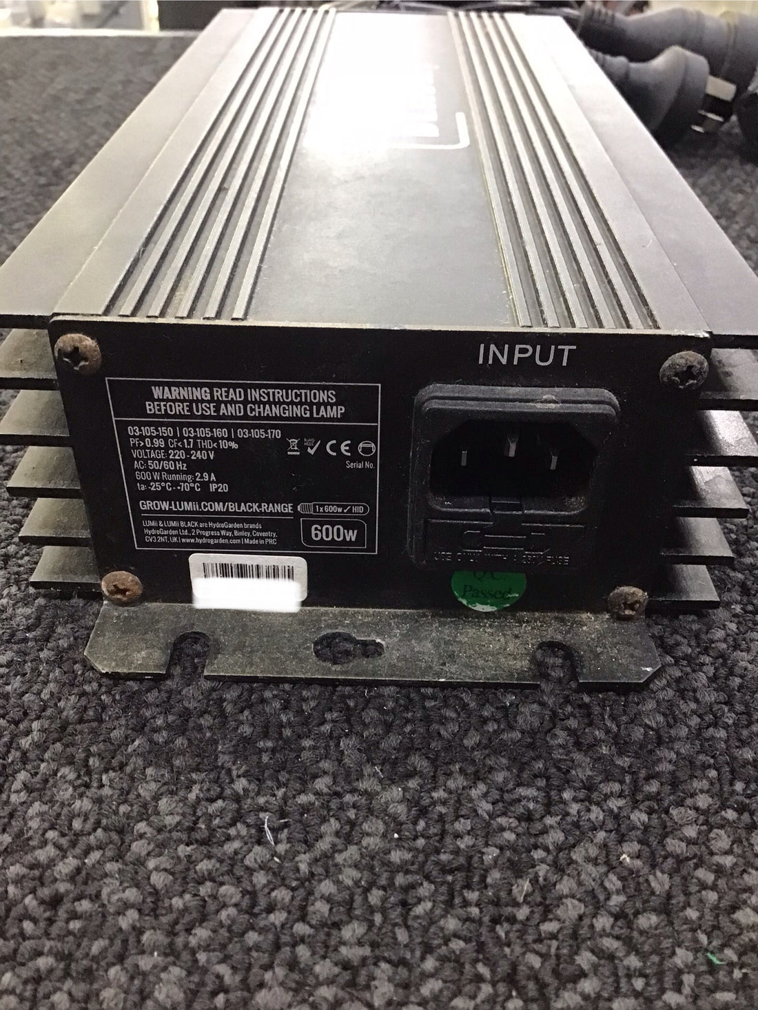 Lumii black 600w ballast Ref#512908