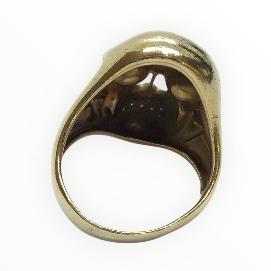 Unisex 9ct Gold Diamond Skull Ring (Size S) Ref#511902