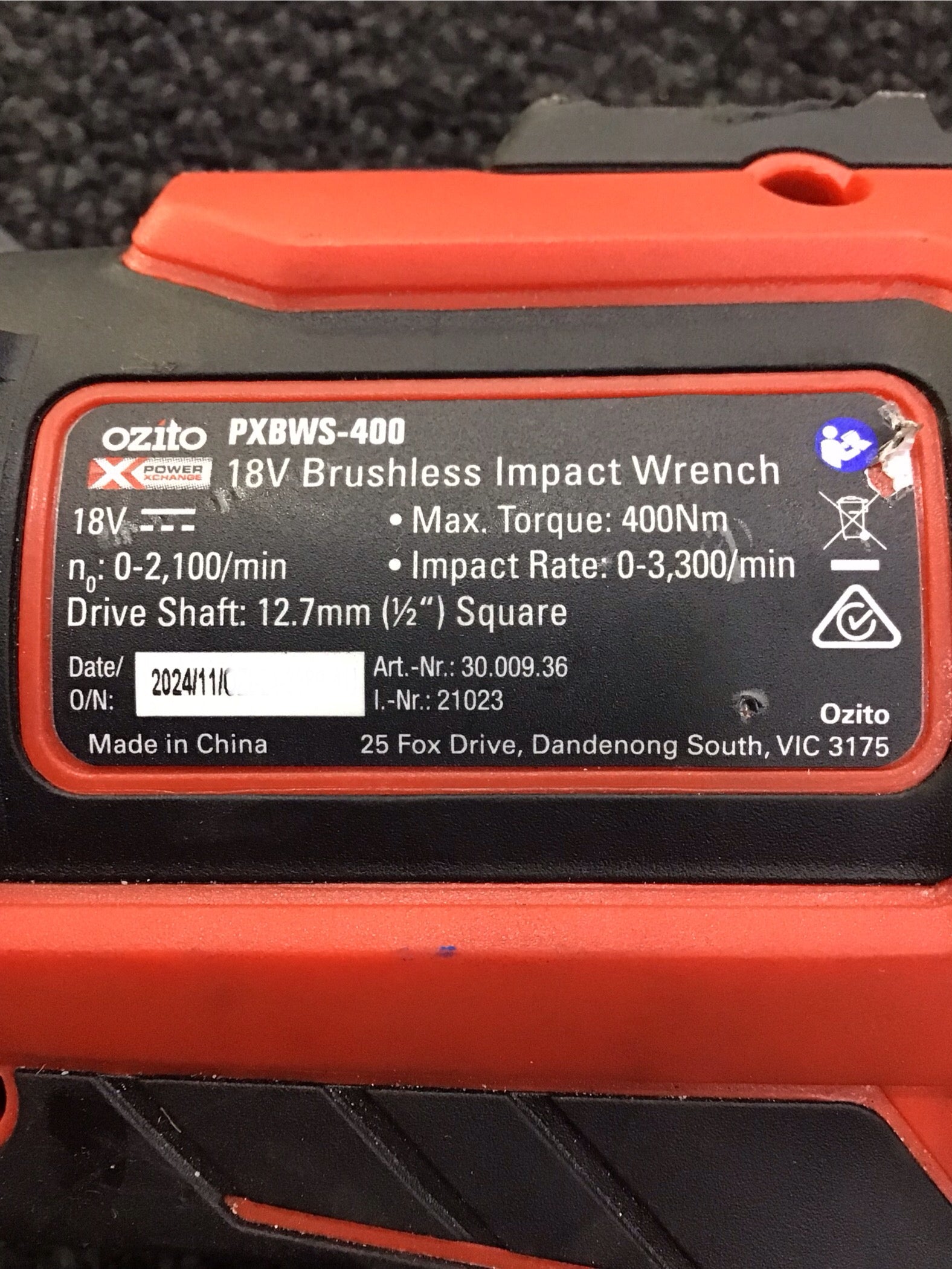 Ozito 18v 1/2” impact wrench Ref#507950