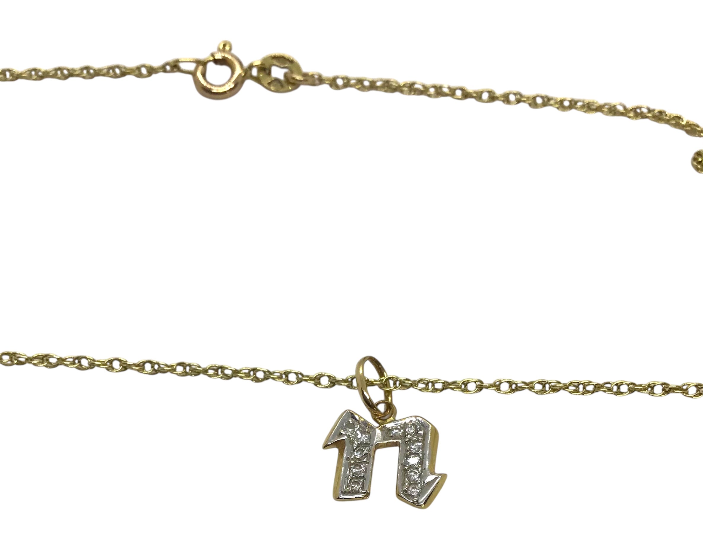 Ladies 14ct Yellow Gold Necklace and Letter N Pendant Ref#505964