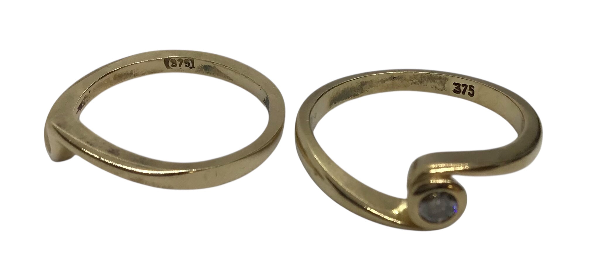 Ladies 9ct Gold 2 Ring Set Diamond (Size H) Ref#505564