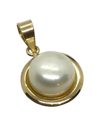 Ladies 9ct Yellow Gold Pearl Pendant (Length 1.5cm) Ref#507335