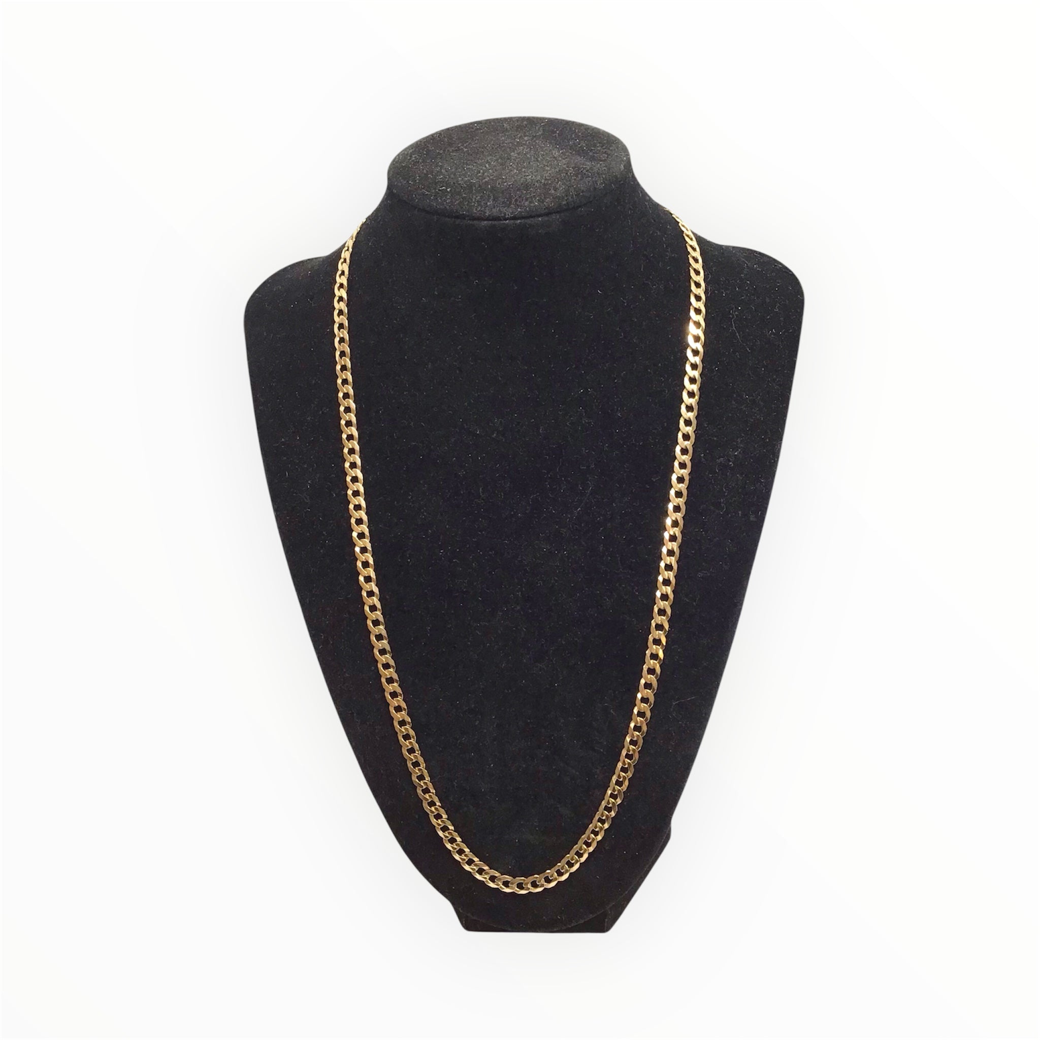 Unisex 9ct Gold Flat Curb Chain (Length 56cm) Ref#512337