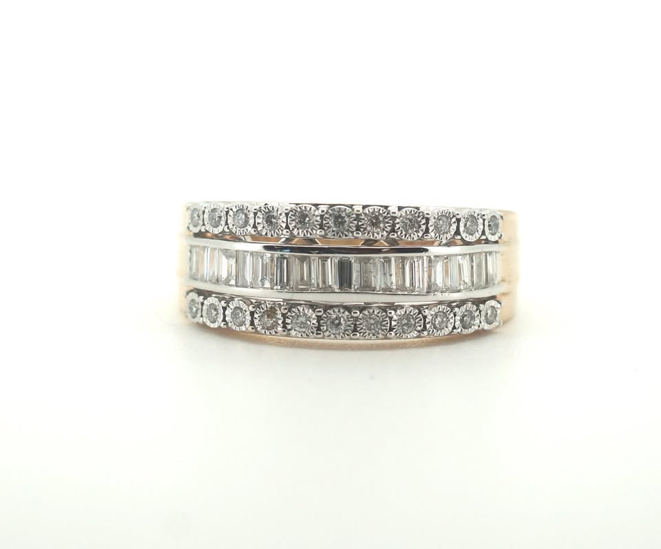 9ct Yellow & White Gold Diamond Ring (Size R 1/2) - 502017