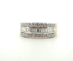 9ct Yellow & White Gold Diamond Ring (Size R 1/2) - 502017