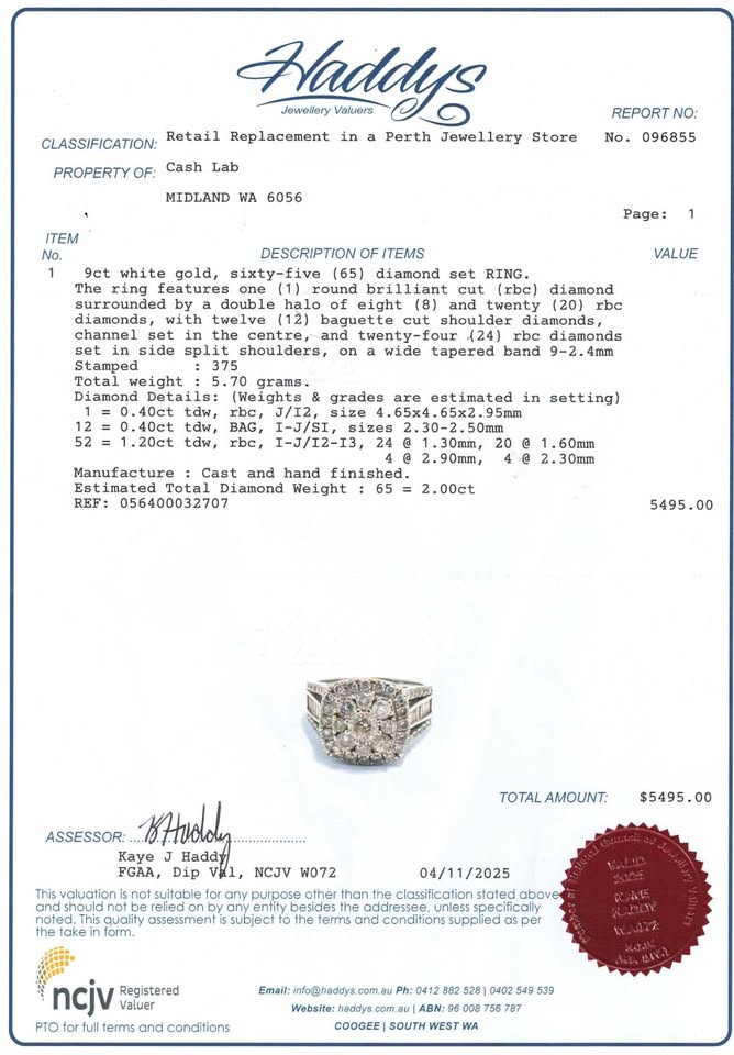Ladies Stunning 9CT White Gold Diamond Cluster Ring (Size: L) - AD 32707
