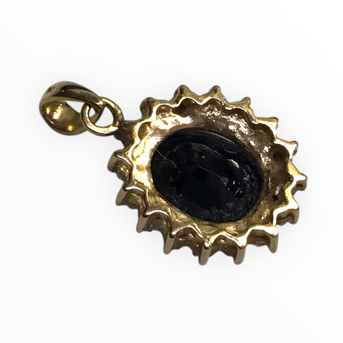 Ladies 9ct Gold Blue Stone Pendant (Length 2cm) Ref#512140
