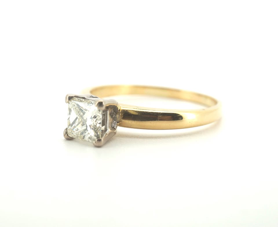 18ct Yellow & White Gold Diamond Engagement Ring (Size T 1/2) - 501922