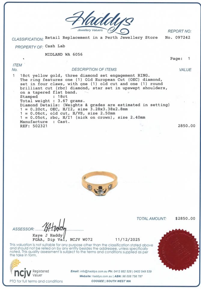 18ct Yellow Gold Diamond Engagement Ring (Size L) - 502321