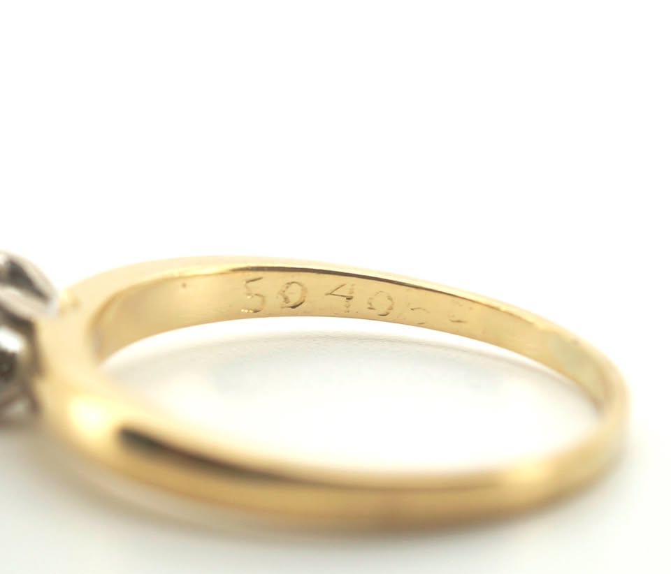 18ct Yellow & White Gold Diamond Engagement Ring (Size T 1/2) - 501922