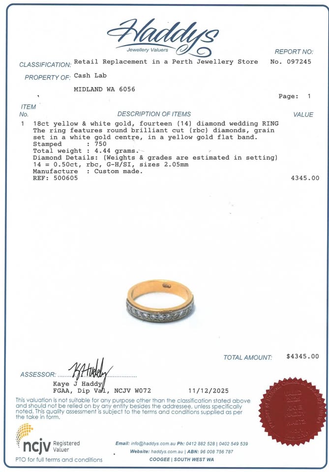 18ct Yellow & White Gold Diamond Wedding Ring (Size N) - 500605