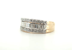 9ct Yellow & White Gold Diamond Ring (Size R 1/2) - 502017