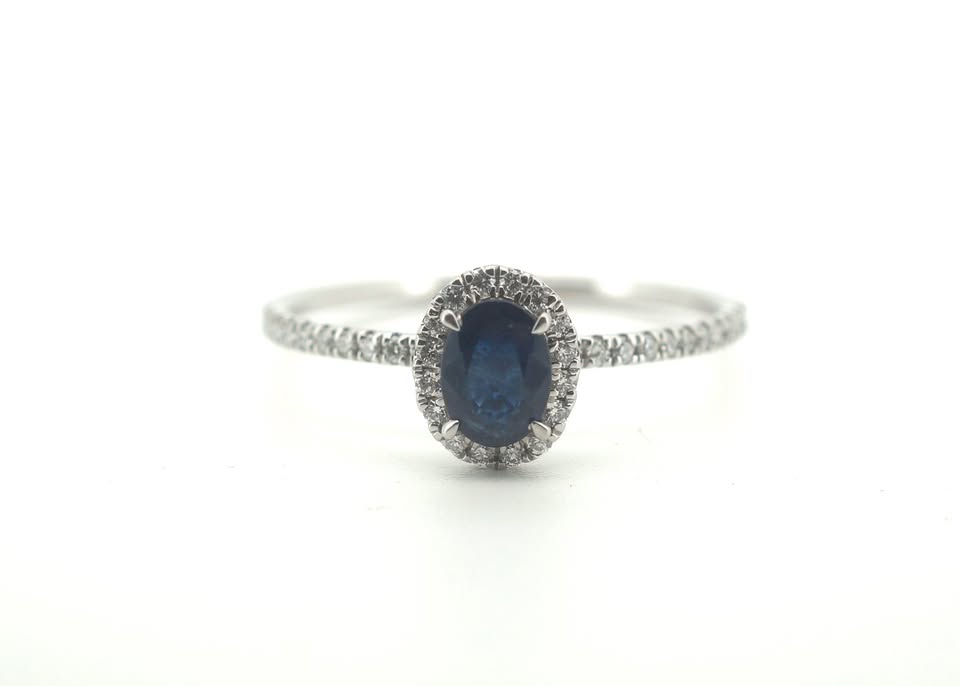 950 Platinum Sapphire & Diamond Ring (Size Z) - 501647