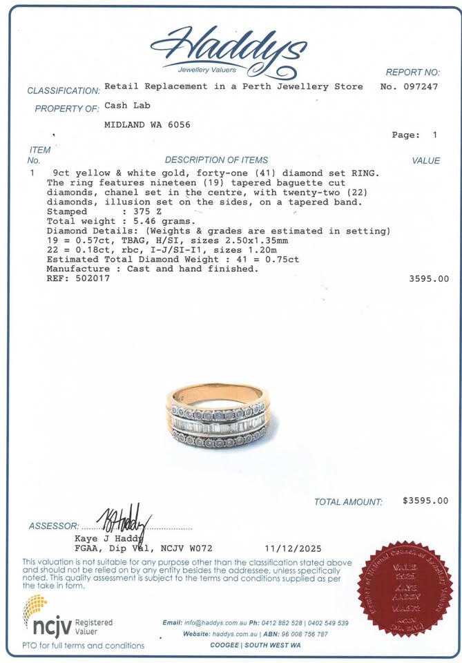 9ct Yellow & White Gold Diamond Ring (Size R 1/2) - 502017