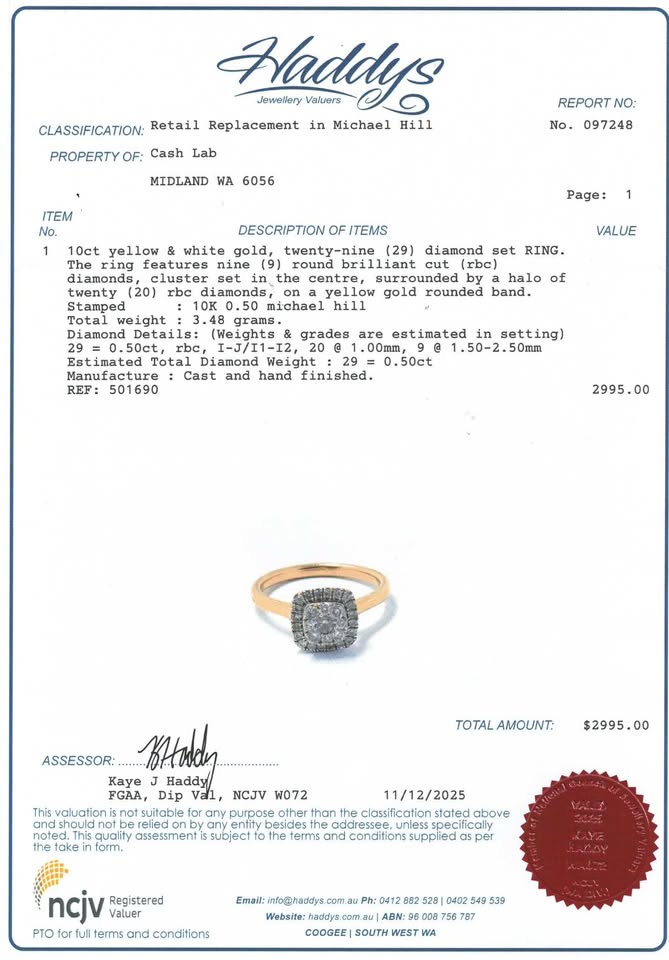 Michael Hill 10ct Yellow Gold Diamond Ring (Size O) - 501690