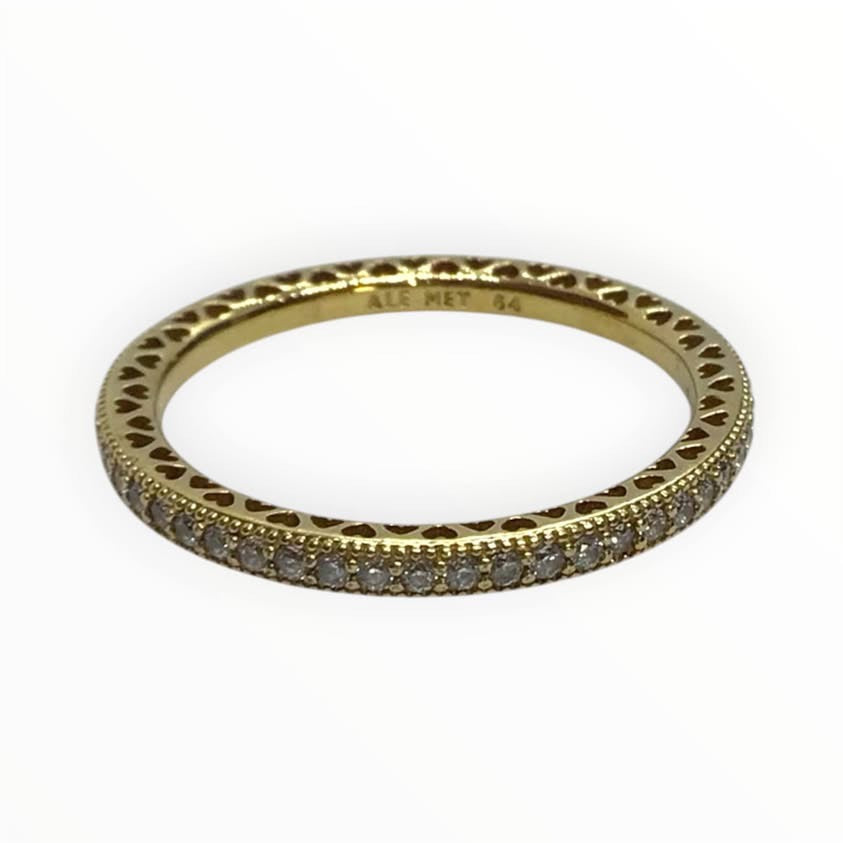 Pandora 14ct Gold-Plated Sparkle & Hearts Ring (Size V) Ref#512067