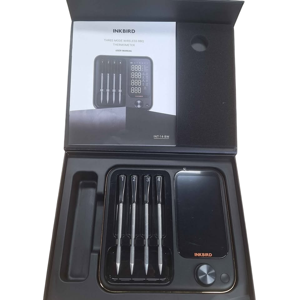 THERMOMETER, MAKE: INK BIRD, MODEL: INT14BW WIFI & BLUETOOTH BBQ THERMOMETER 4-PROBE, BLACK