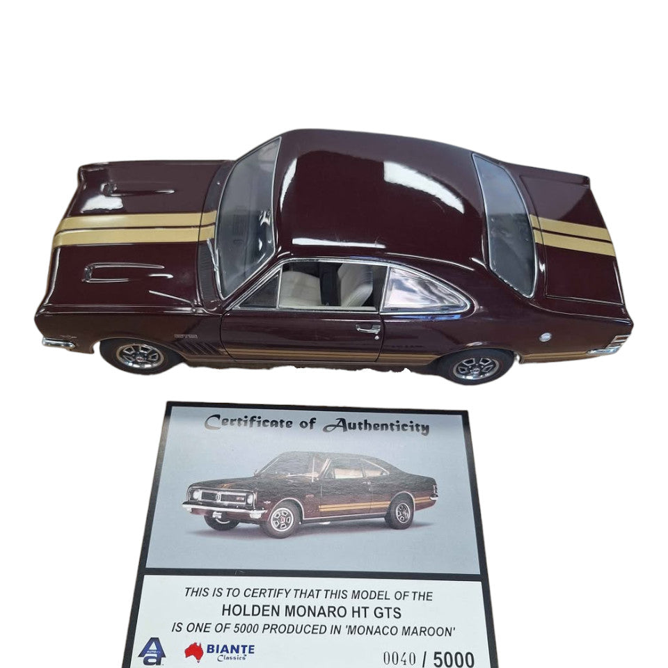 AUTOART HT MONARO 1969 GTS 350 IN MONACO MAROON - 505160