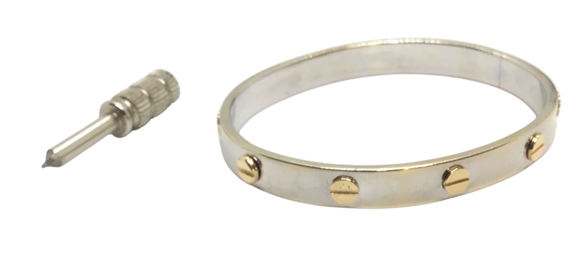 Ladies 14ct White Gold Screw Bangle Ref#504482