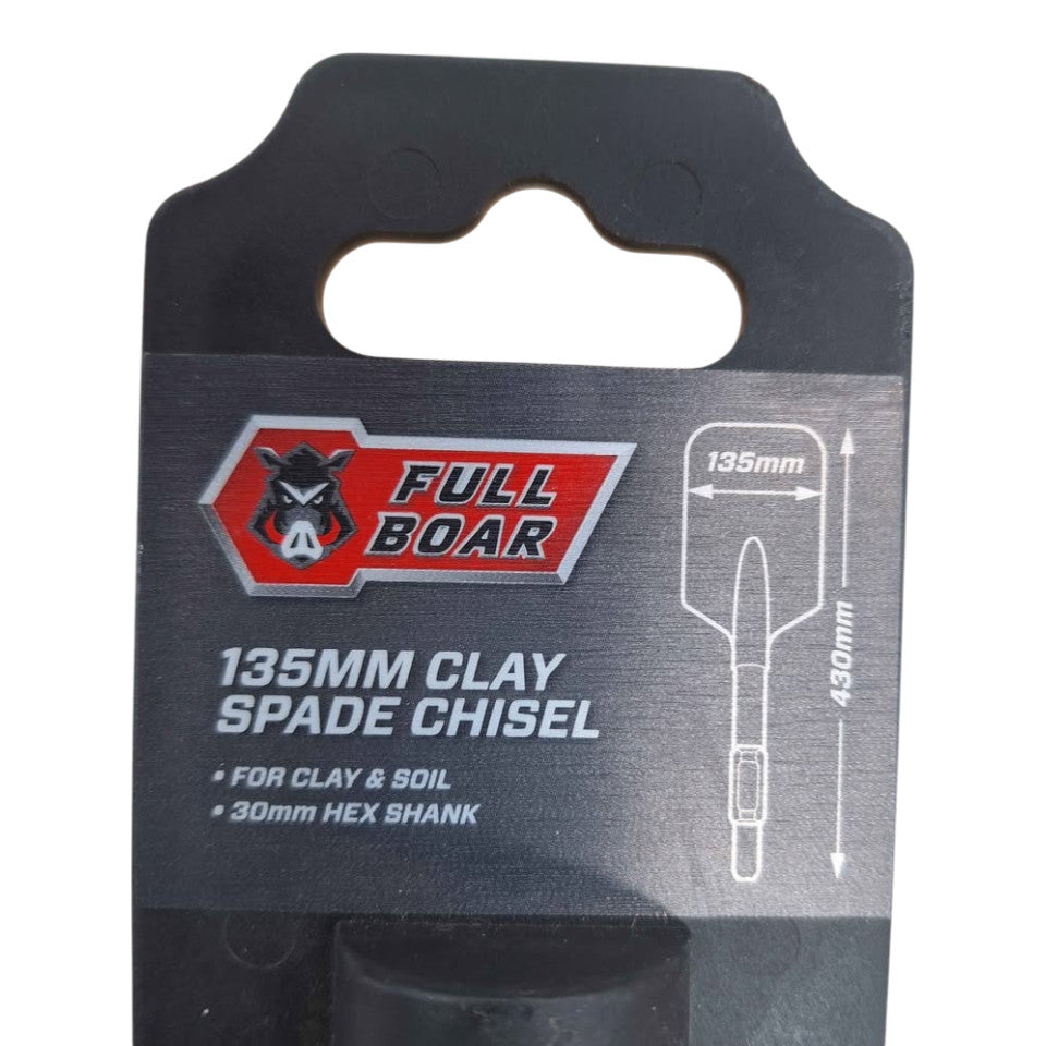 New Full Boar 135mm Clay Spade Chisel 30mm Hex Shank - 505338