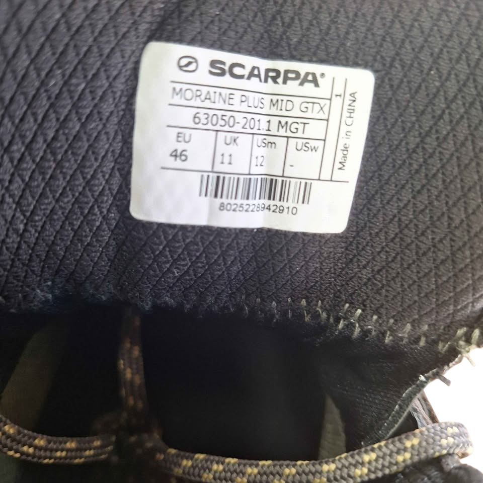 SCARPA MORAINE PLUS MID GTX MENS HIKING SHOES LIKE NEW. 505483
