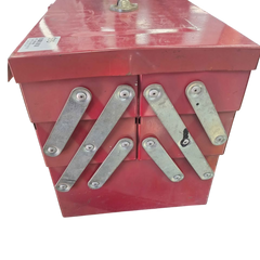 CANTILEVER METAL TOOLBOX WITH ASSORTED TOOLS. 505436