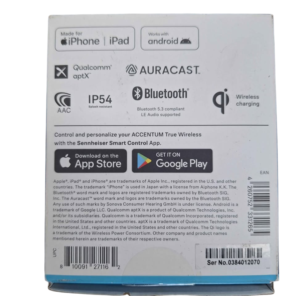 SENNHEISER - ACCENTUM TRUE WIRELESS EARBUDS IN BOX - 505593