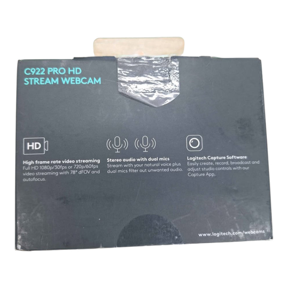 LOGITECH - C922 PRO HD STREAM WEBCAM NEW IN OPENED PACKAGING - 505692
