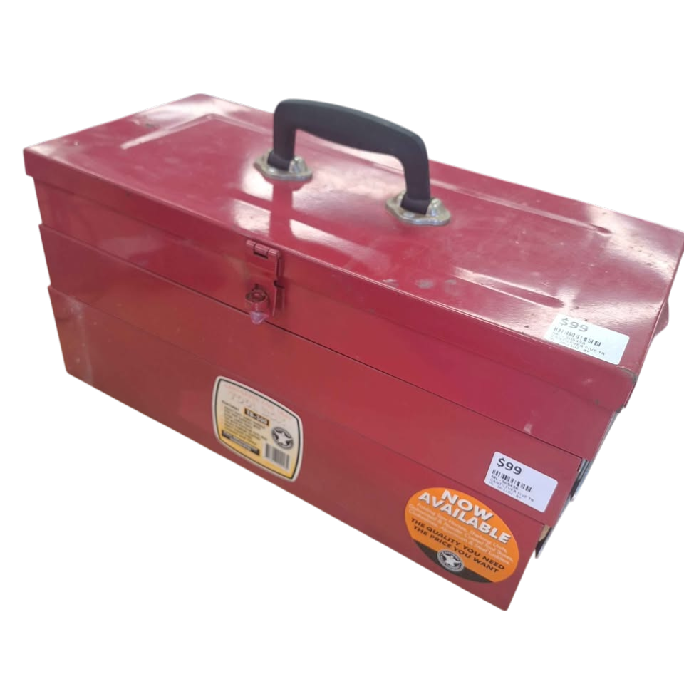 CANTILEVER METAL TOOLBOX WITH ASSORTED TOOLS. 505436