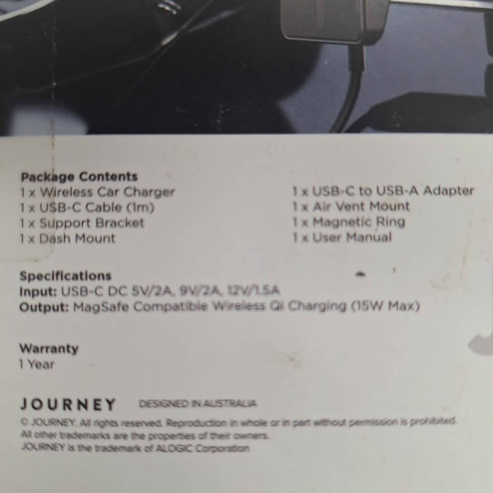 JOURNEY - RAPID EXPRESS WIRELESS CAR CHARGER NEW IN BOX - 505879