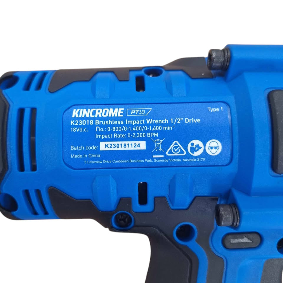 KINCROME - 18V BRUSHLESS 1/2INCH HIGH-TORQUE IMPACT WRENCH (SKIN ONLY) - 501805