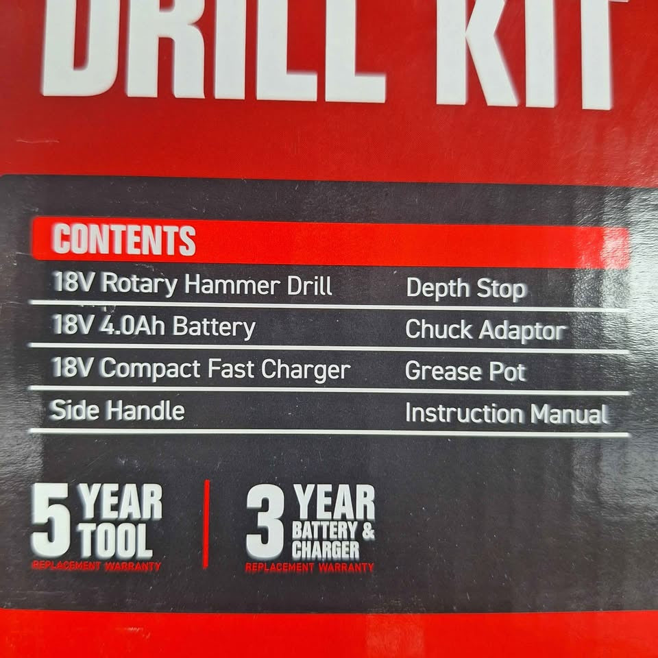 OZITO - PRHK-1840 18V ROTARY HAMMER DRILL KIT WITH 4AH BATTERY - 506371