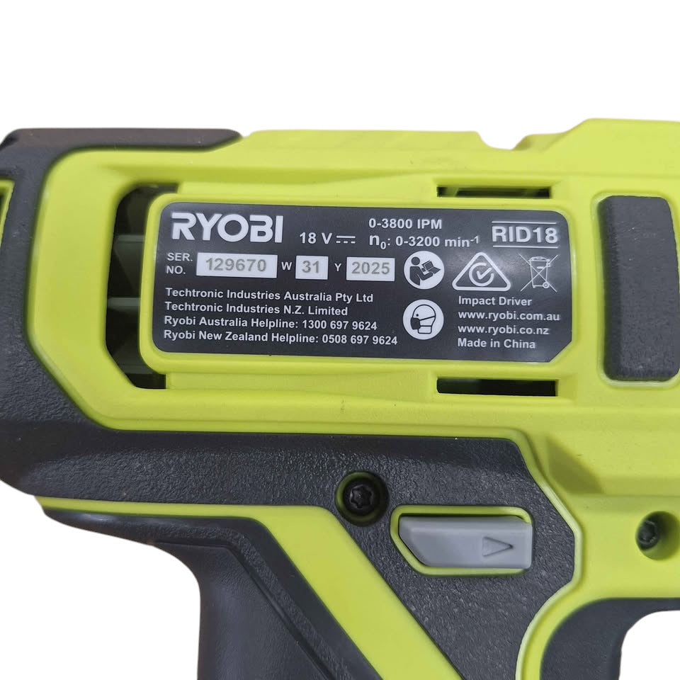 RYOBI - RID18 18V CORDLESS IMPACT DRIVER (SKIN ONLY) - 507054