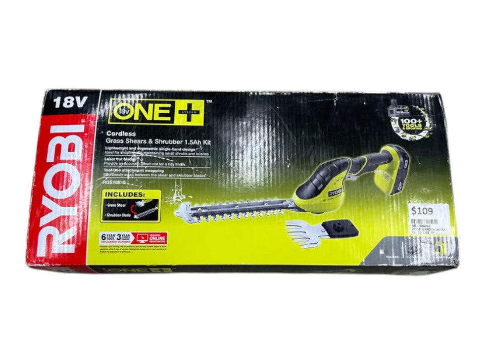 RYOBI - RGS18X15 18V CORDLESS GRASS SHEARS & SHRUBBER 1.5AH KIT - 506967